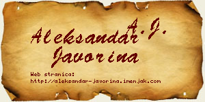 Aleksandar Javorina vizit kartica